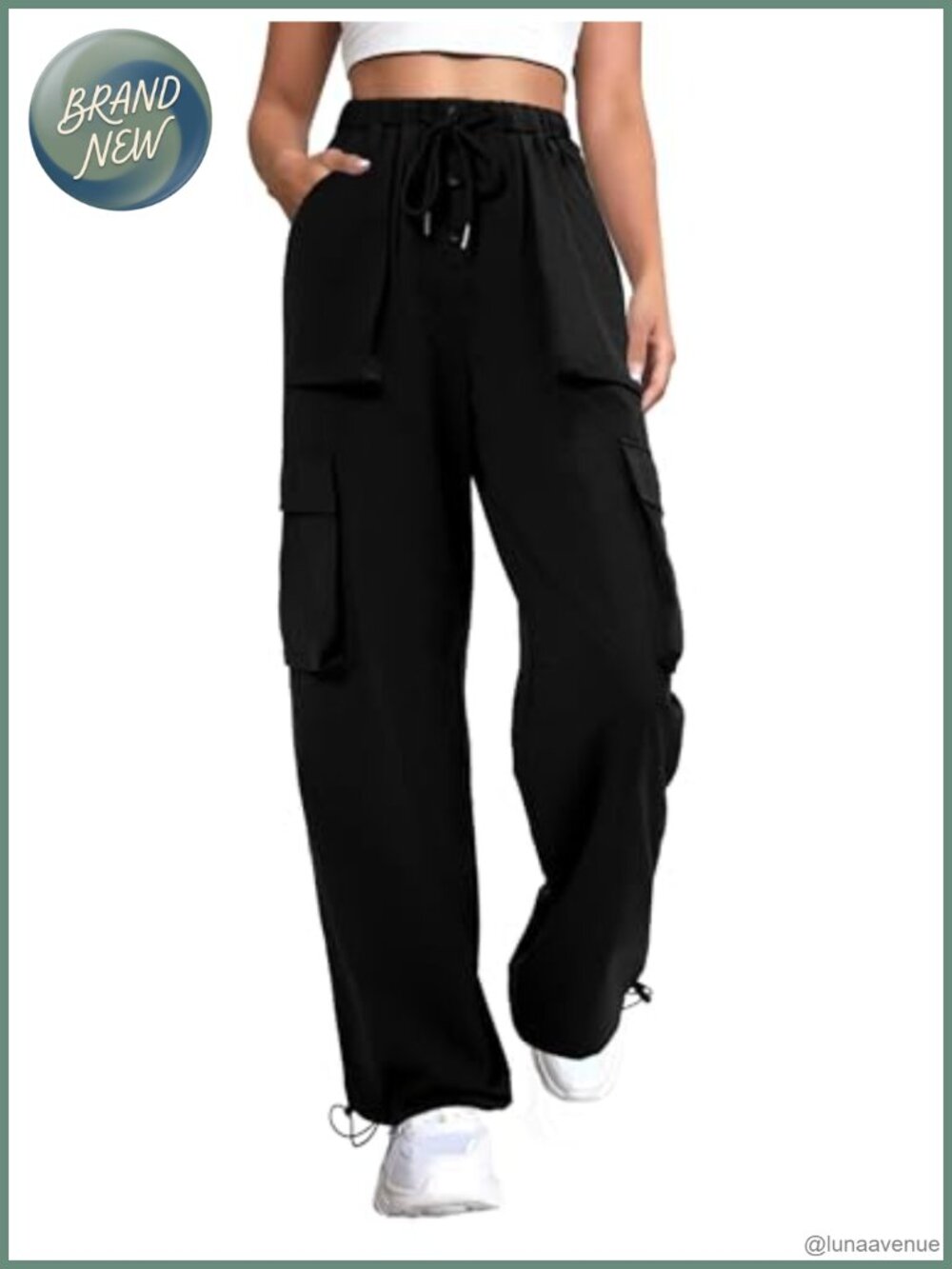 Baggy Parachute Cargo Pants for Women, Hiking Joggers, Utility Pockets,
